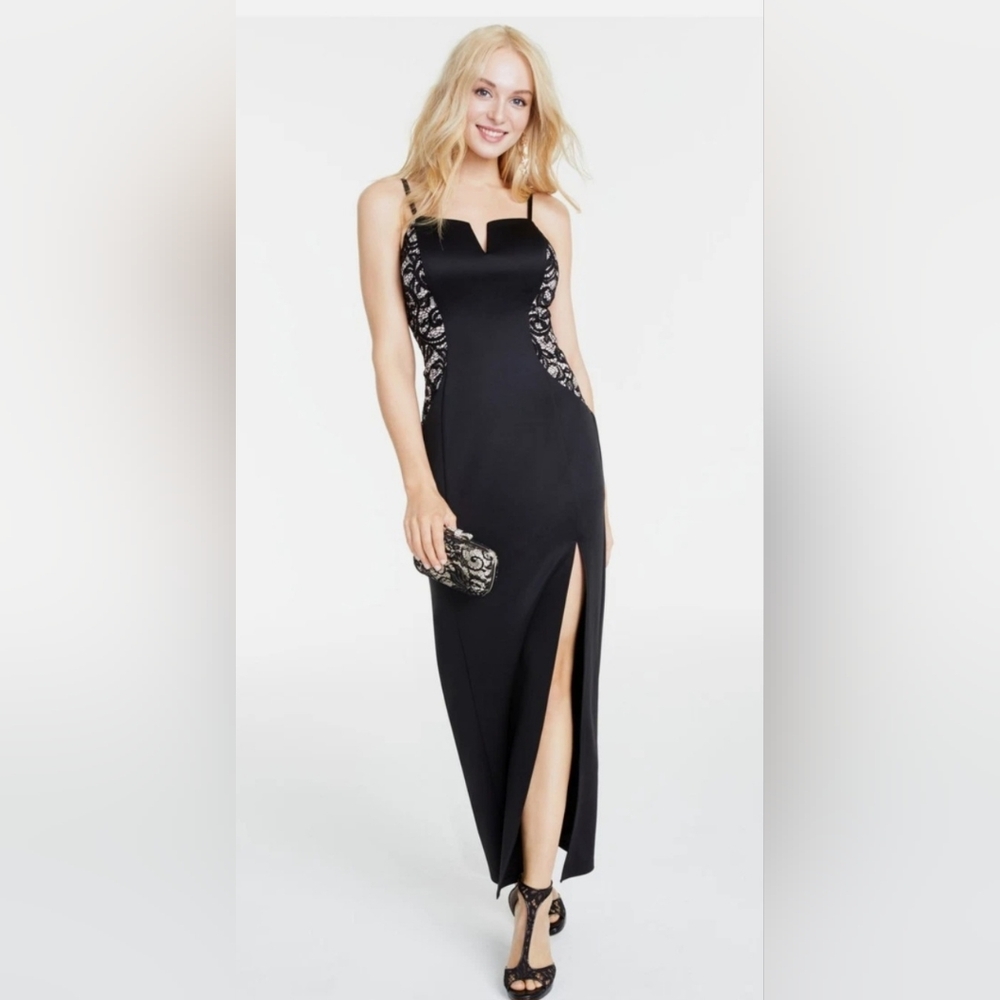 BCX Women's/Juniors Maxi Formal Dress with Notch Neckline